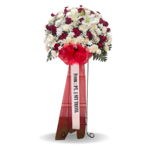 Standing flower Nalea Florist CORAVEL 12 dengan rangkaian bunga segar untuk berbagai ucapan