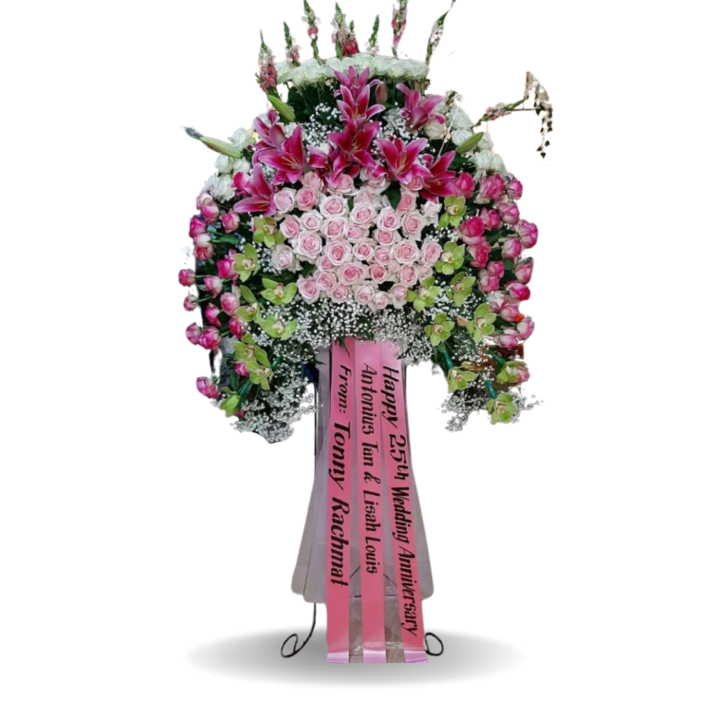 Standing flower Nalea Florist LORAVENA 13 dengan rangkaian bunga segar untuk berbagai ucapan