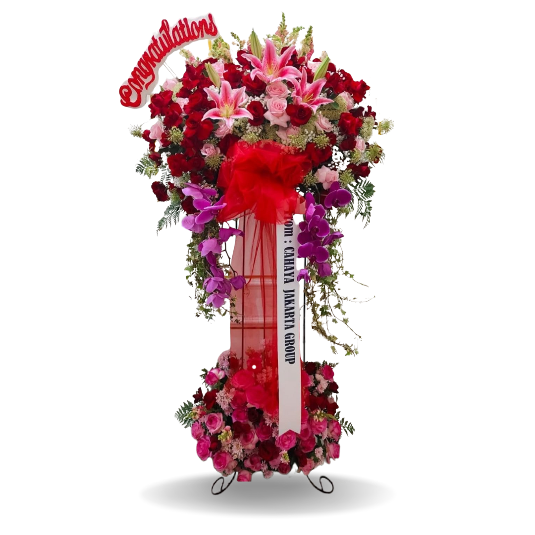 Standing flower Nalea Florist AURELISSA 16 dengan rangkaian bunga segar untuk berbagai ucapan