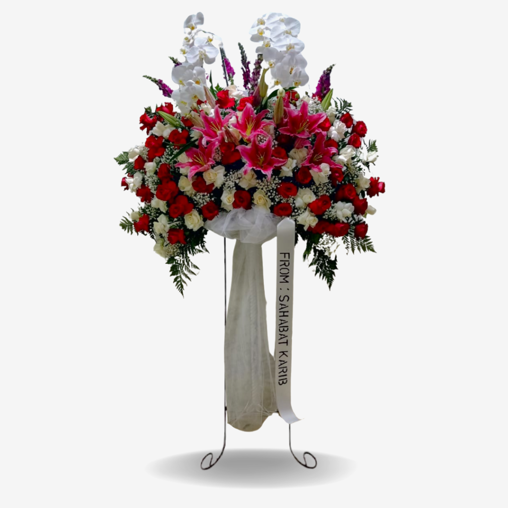 Standing flower Nalea Florist MELAVORA 17 dengan rangkaian bunga segar untuk berbagai ucapan