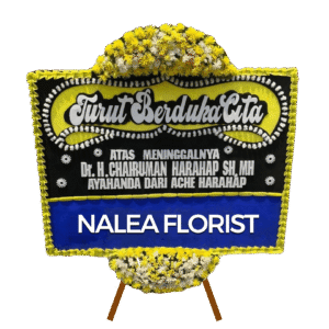 Karangan bunga papan duka cita AZALEA 01 dengan rangkaian bunga segar