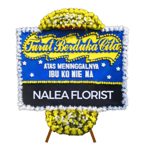 Karangan bunga papan duka cita CASSIA 03 dengan rangkaian bunga segar