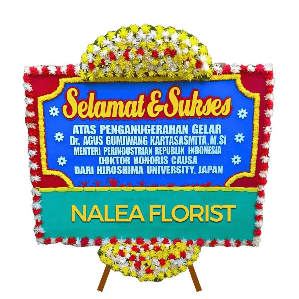 Karangan bunga papan selamat sukses HELENA 08 dengan rangkaian bunga segar