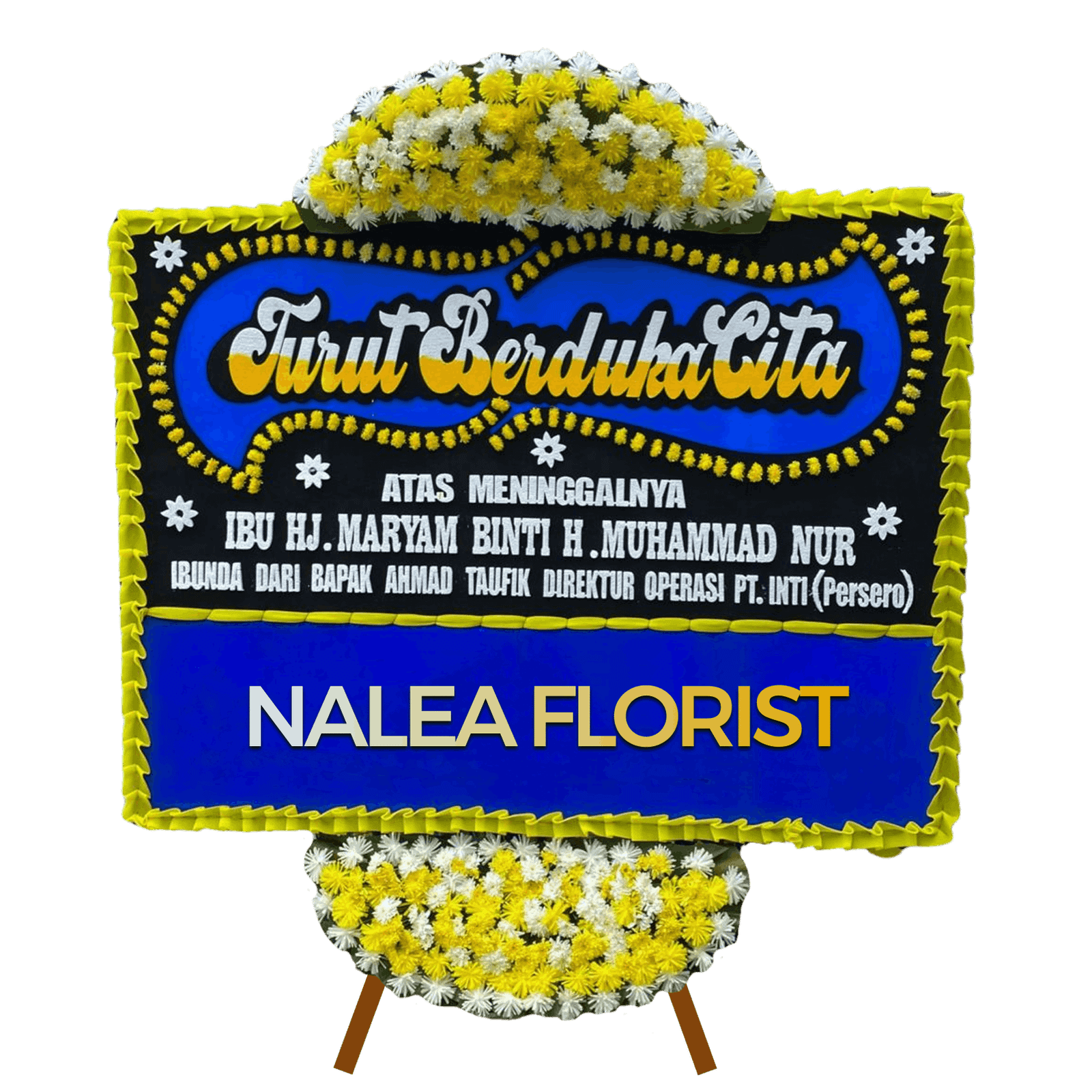 Karangan bunga papan duka cita Nalea Florist PRICILLA 16 dengan rangkaian bunga segar