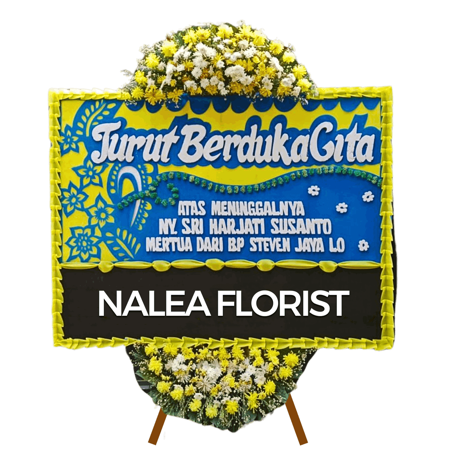 Karangan bunga papan duka cita Nalea Florist SAVANNA 19 dengan rangkaian bunga segar