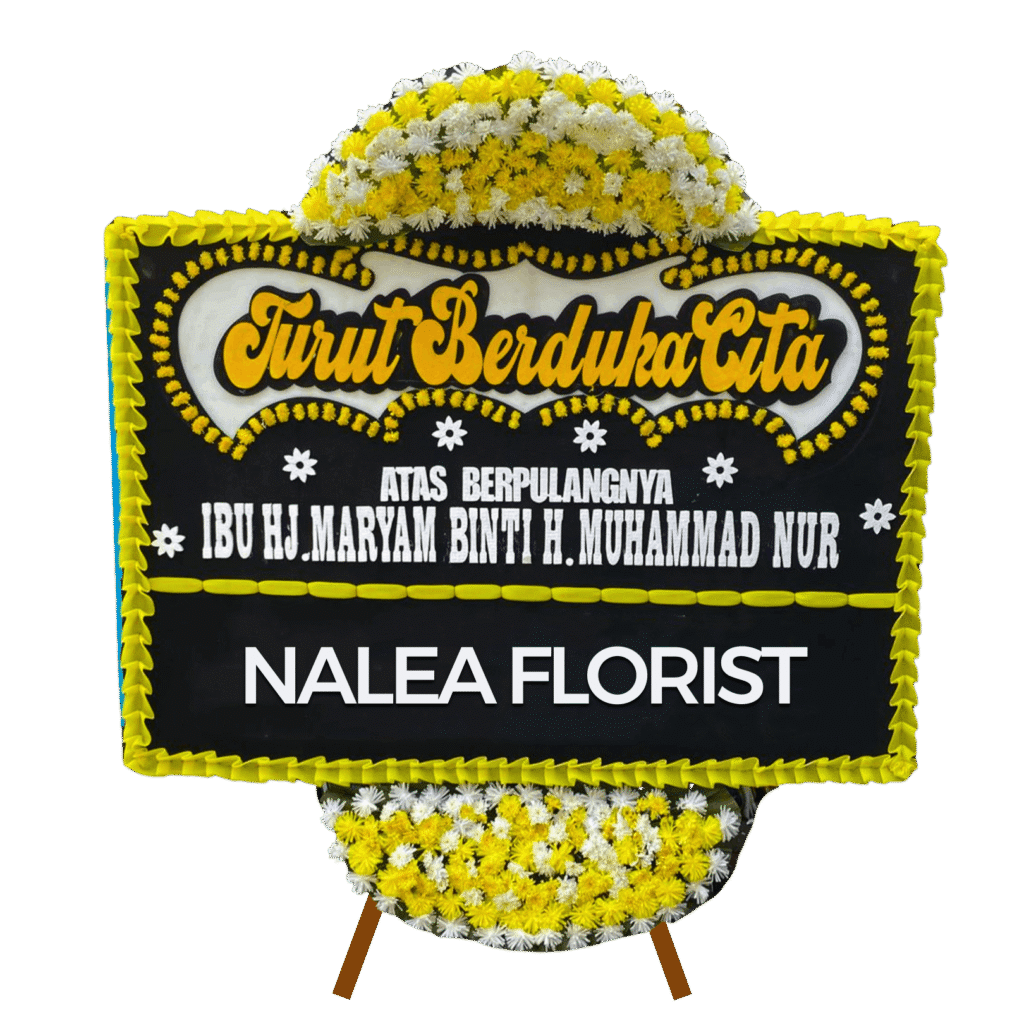 Karangan bunga papan duka cita Nalea Florist ALUNA 01 dengan rangkaian bunga segar
