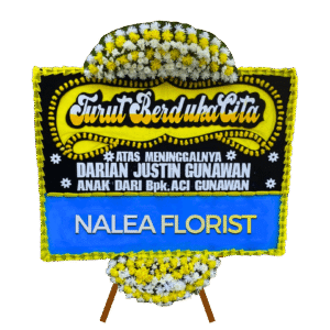 Karangan bunga papan duka cita Nalea Florist BEATRICE 26 dengan rangkaian bunga segar