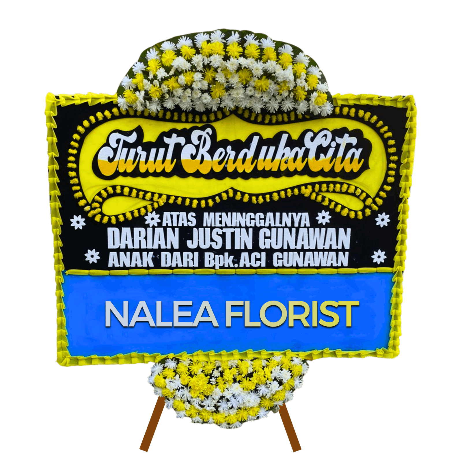 Karangan bunga papan duka cita Nalea Florist BEATRICE 26 dengan rangkaian bunga segar