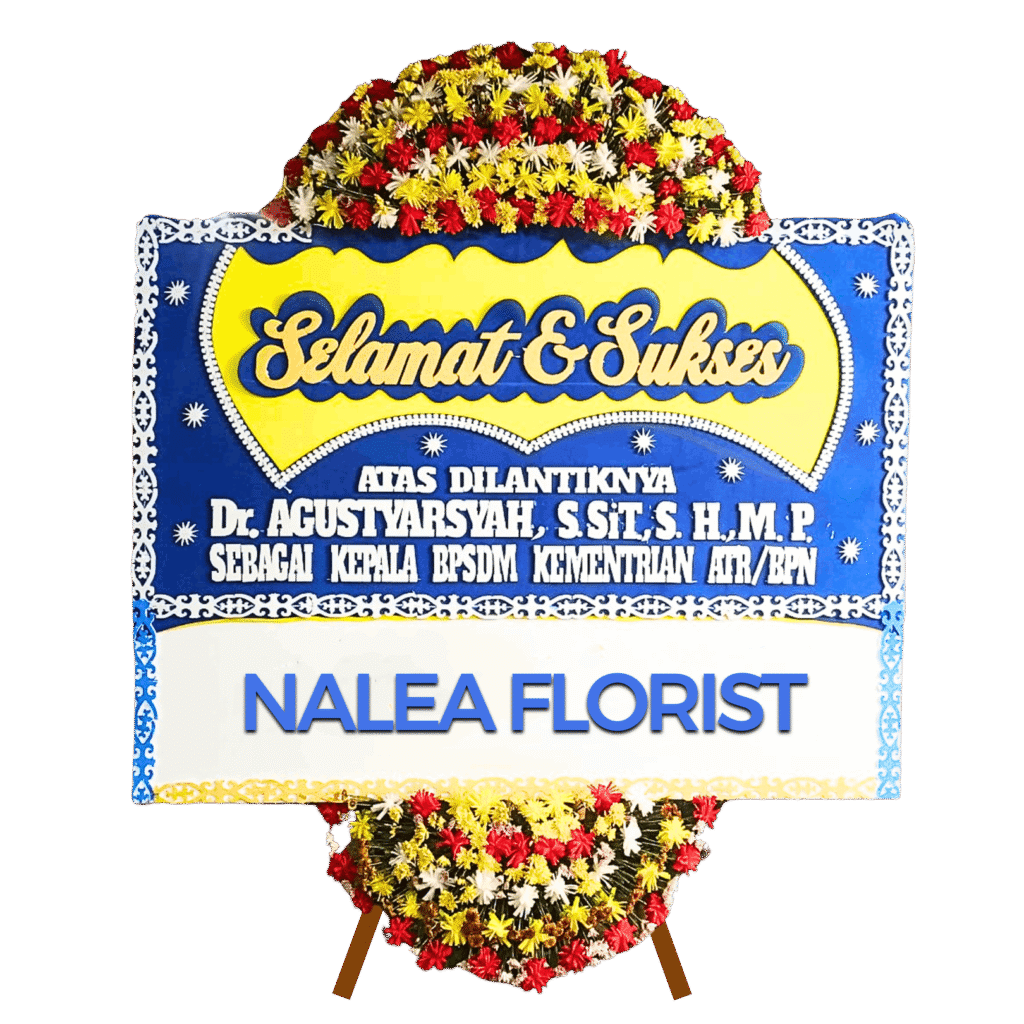 Karangan bunga papan selamat sukses Nalea Florist DELFINA 28 dengan rangkaian bunga segar
