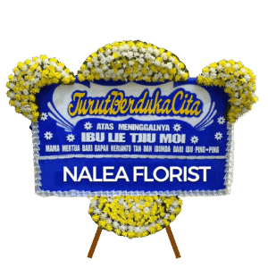 Karangan bunga papan duka cita Nalea Florist DAHLIA 04 dengan rangkaian bunga segar