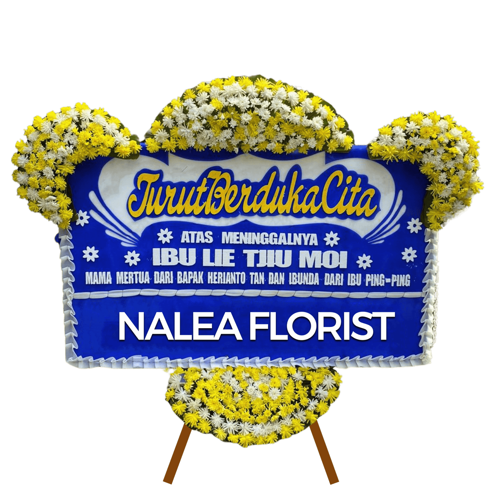 Karangan bunga papan duka cita Nalea Florist DAHLIA 04 dengan rangkaian bunga segar