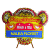 Karangan bunga papan Happy Wedding Nalea Florist HANNA 08 dengan rangkaian bunga segar