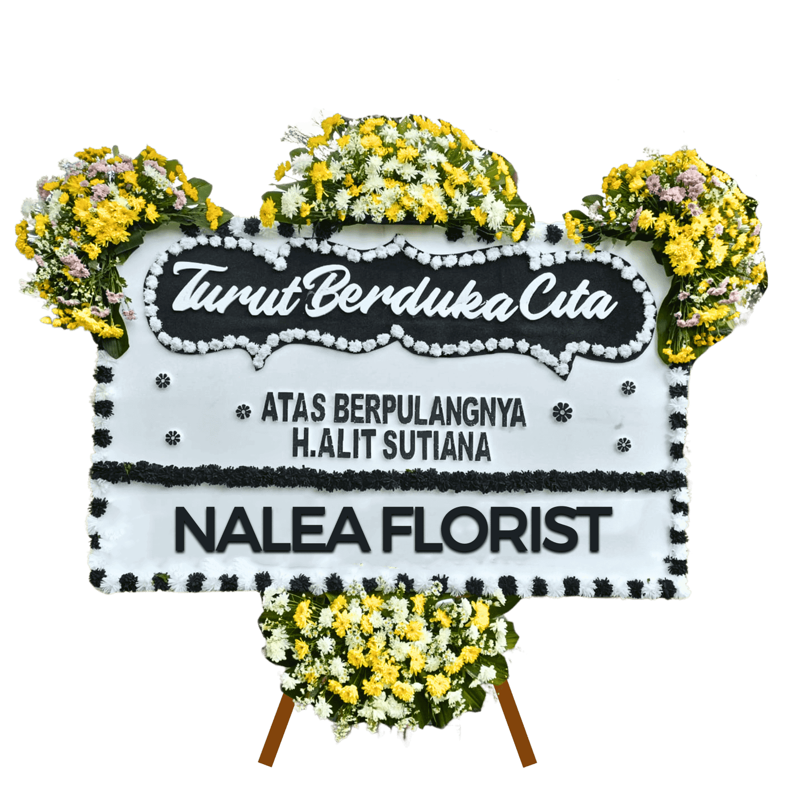 Karangan bunga papan duka cita Nalea Florist JOVANA 10 dengan rangkaian bunga segar