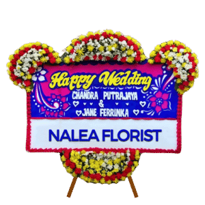 Karangan bunga papan Happy Wedding Nalea Florist KAYLA 11 dengan rangkaian bunga segar