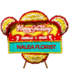 Karangan bunga papan Happy Wedding Nalea Florist LEONA 12 dengan rangkaian bunga segar