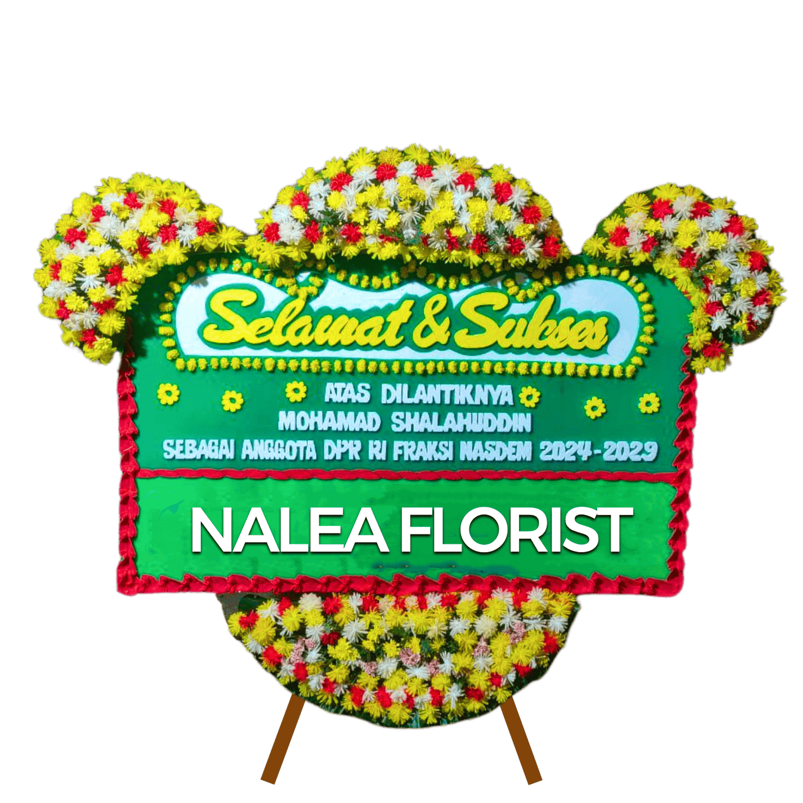 Karangan bunga papan selamat sukses Nalea Florist MELISSA 13 dengan rangkaian bunga segar