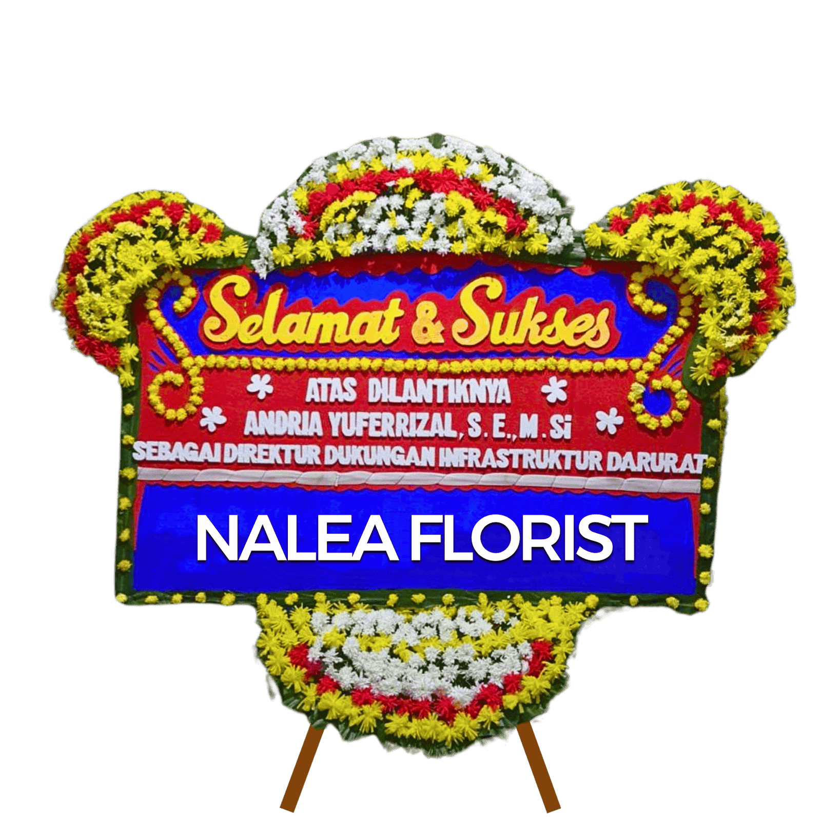 Karangan bunga papan selamat sukses Nalea Florist NADINE 14 dengan rangkaian bunga segar