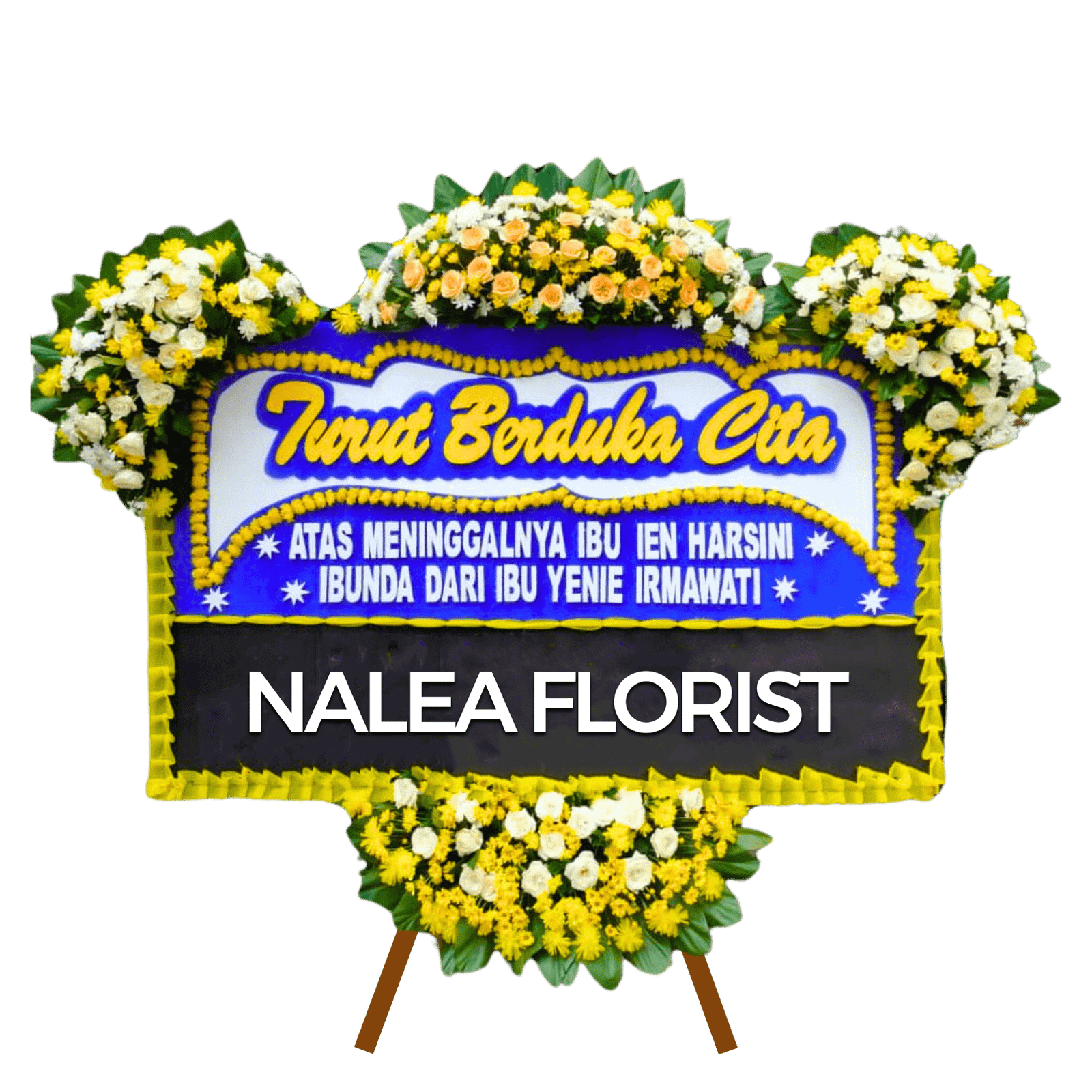 Karangan bunga papan duka cita Nalea Florist TATIANA 20 dengan rangkaian bunga segar