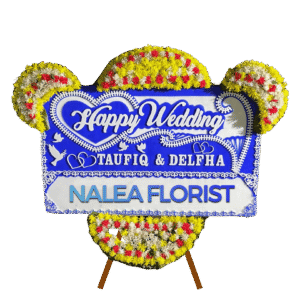 Karangan bunga papan Happy Wedding Nalea Florist VALERIE 22 dengan rangkaian bunga segar