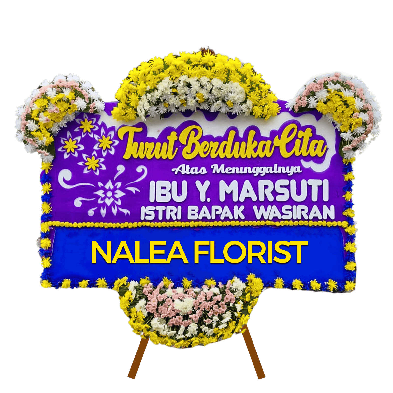 Karangan bunga papan duka cita Nalea Florist EMILIA 30 dengan rangkaian bunga segar