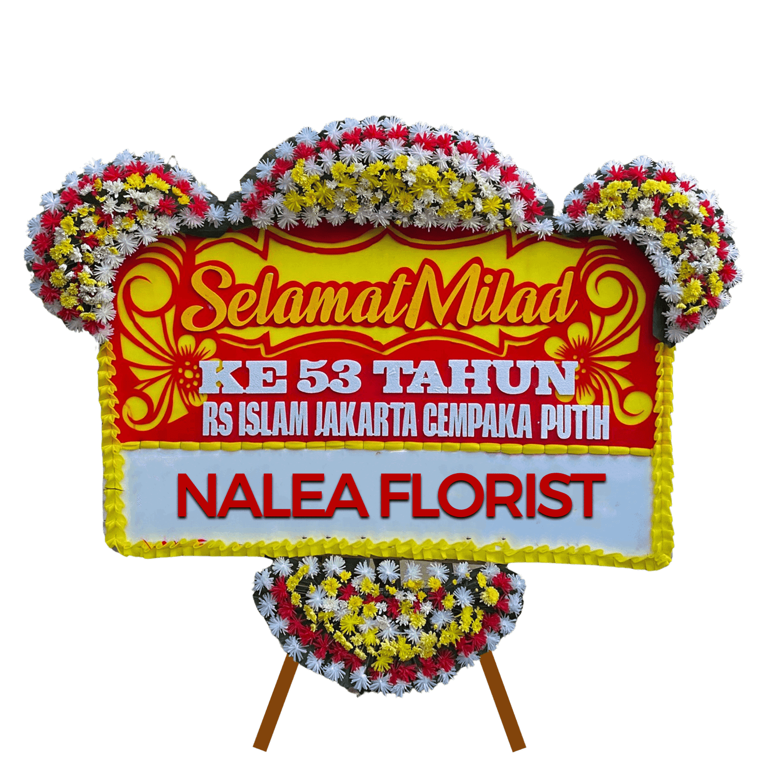 Karangan bunga papan selamat sukses Nalea Florist IRENE 34 dengan rangkaian bunga segar