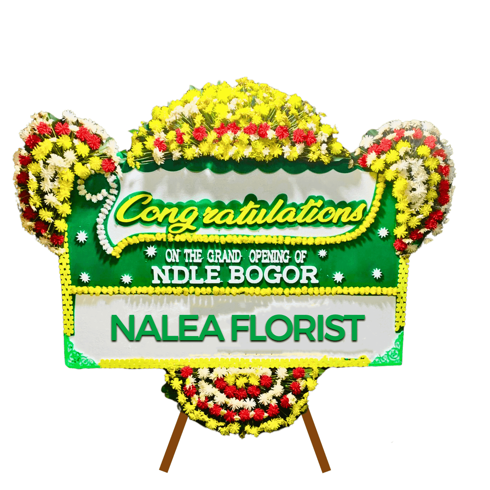 Karangan bunga papan selamat sukses Nalea Florist JOANNA-35 dengan rangkaian bunga segar