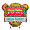 Karangan bunga papan Happy Wedding Nalea Florist ELIANA 05 dengan rangkaian bunga segar
