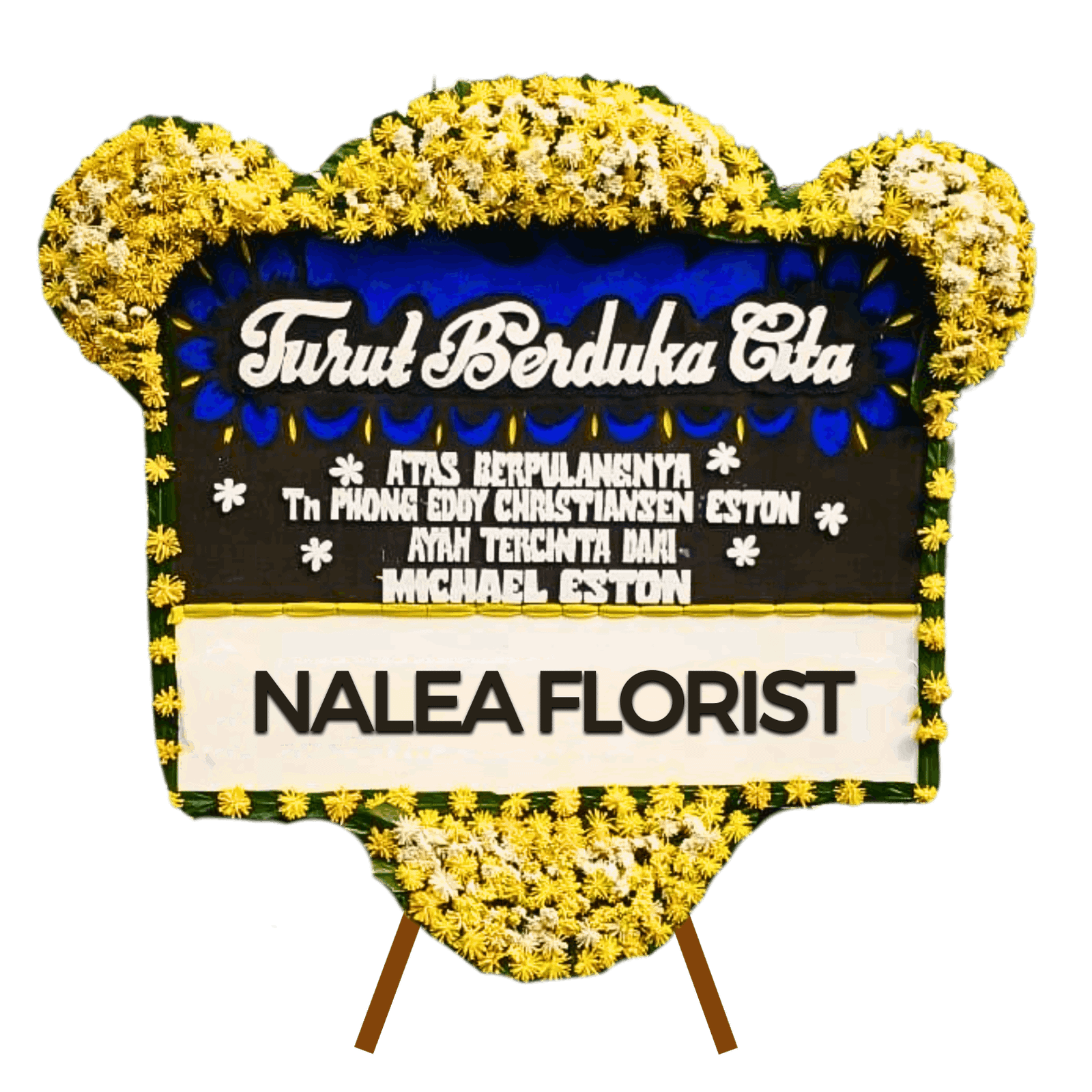 Karangan bunga papan duka cita Nalea Florist FABIANA 06 dengan rangkaian bunga segar