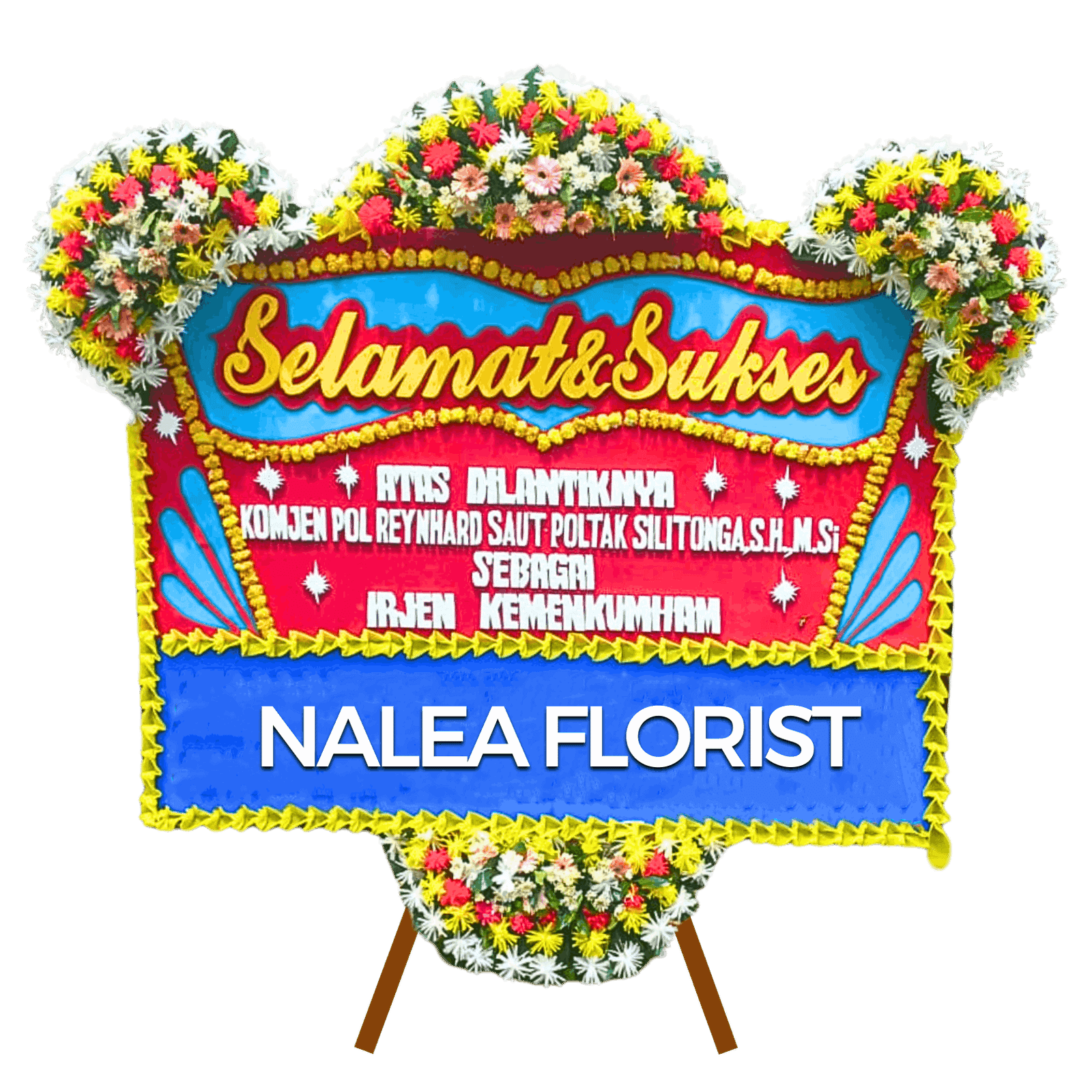 Karangan bunga papan selamat sukses Nalea Florist NORELLA 14 dengan rangkaian bunga segar