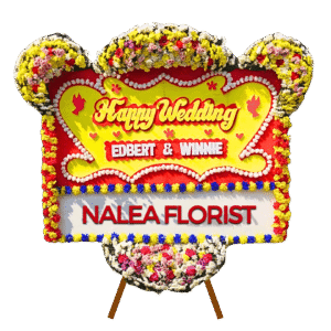 Karangan bunga papan Happy Wedding Nalea Florist PENELOPE 16 dengan rangkaian bunga segar