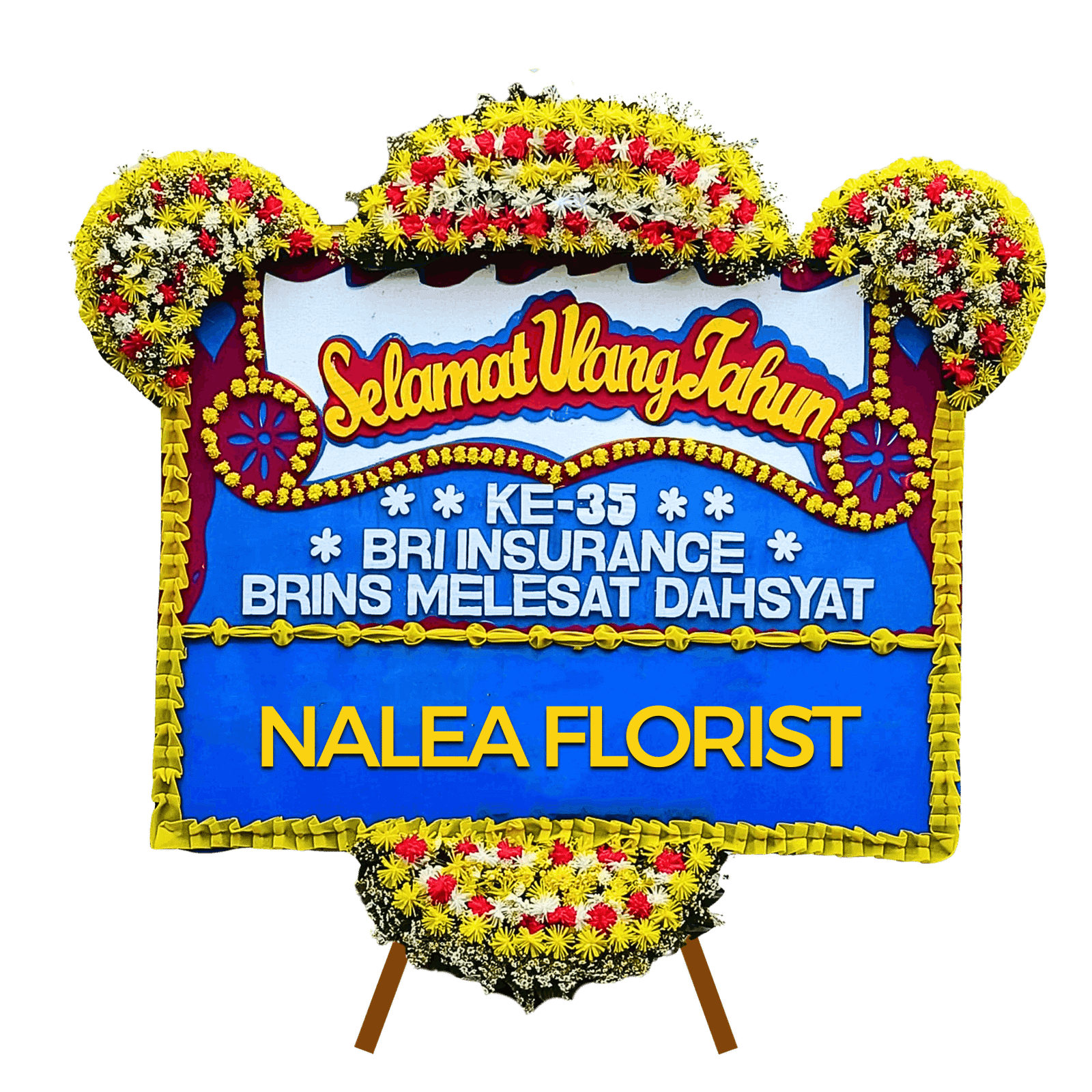 Karangan bunga papan selamat sukses Nalea Florist QUERINA 17 dengan rangkaian bunga segar