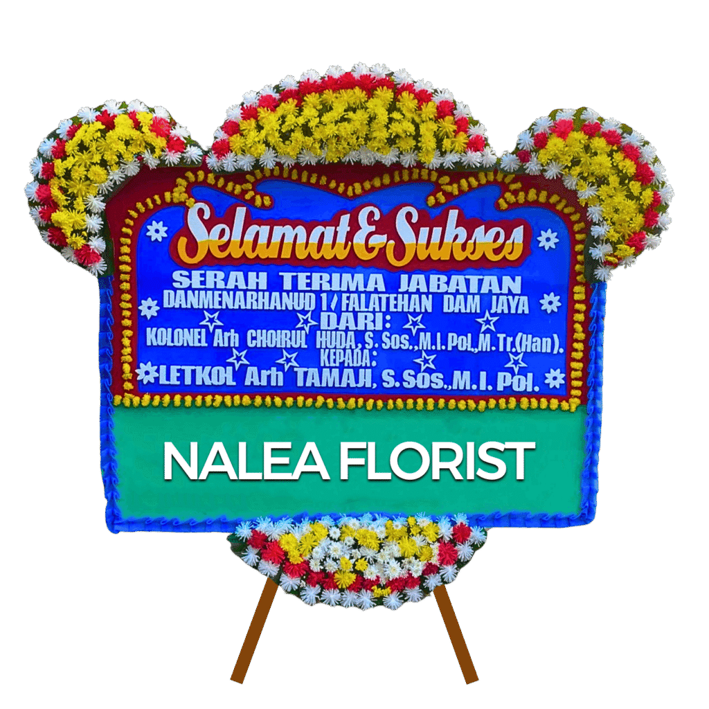 Karangan bunga papan selamat sukses Nalea Florist REBECCA 18 dengan rangkaian bunga segar