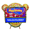 Karangan bunga papan Happy Wedding Nalea Florist ULANI 21 dengan rangkaian bunga segar