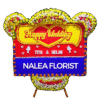 Karangan bunga papan Happy Wedding Nalea Florist YVETTE 24 dengan rangkaian bunga segar
