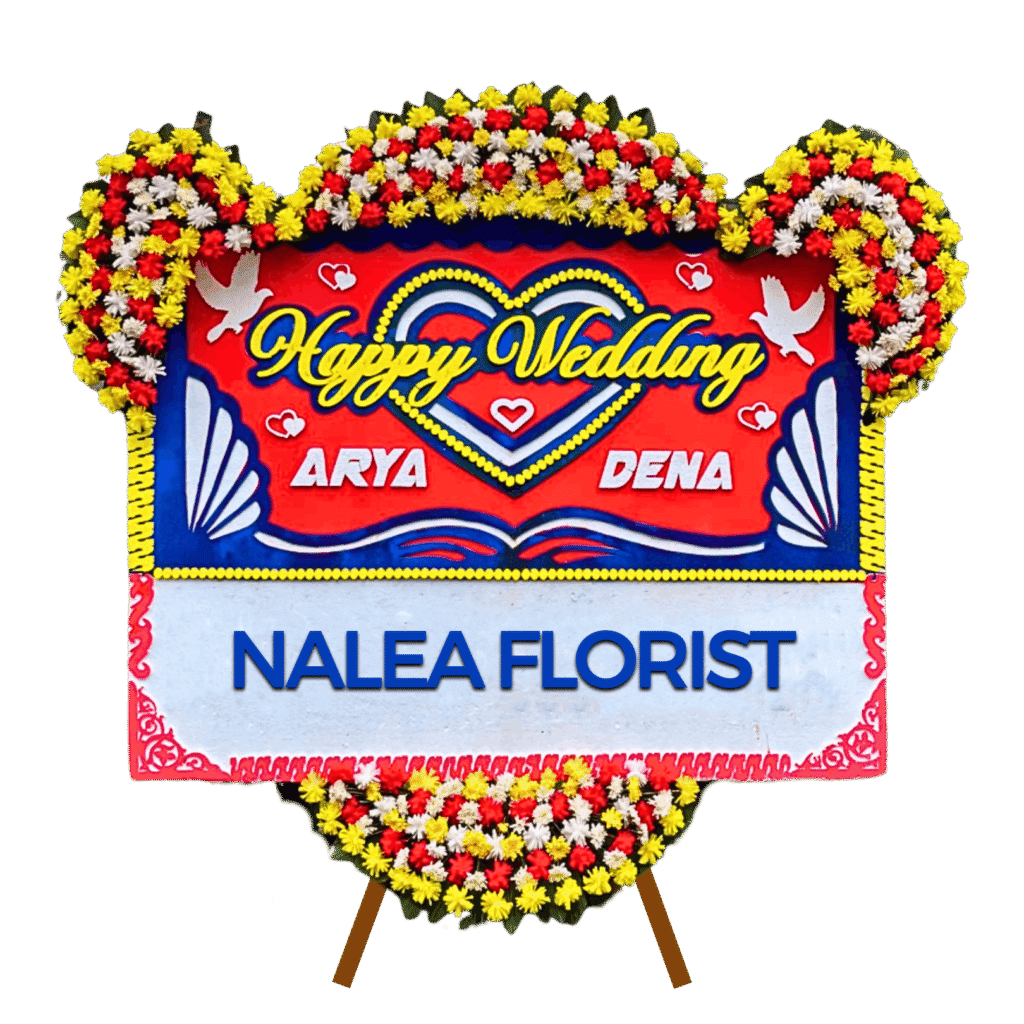 Karangan bunga papan Happy Wedding Nalea Florist ANASTASIA 26 dengan rangkaian bunga segar