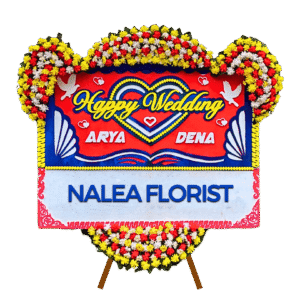 Karangan bunga papan Happy Wedding Nalea Florist ANASTASIA 26 dengan rangkaian bunga segar
