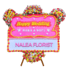 Karangan bunga papan Happy Wedding Nalea Florist DOROTHEA 29 dengan rangkaian bunga segar