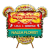 Karangan bunga papan Happy Wedding Nalea Florist GUINEVERE 32 dengan rangkaian bunga segar