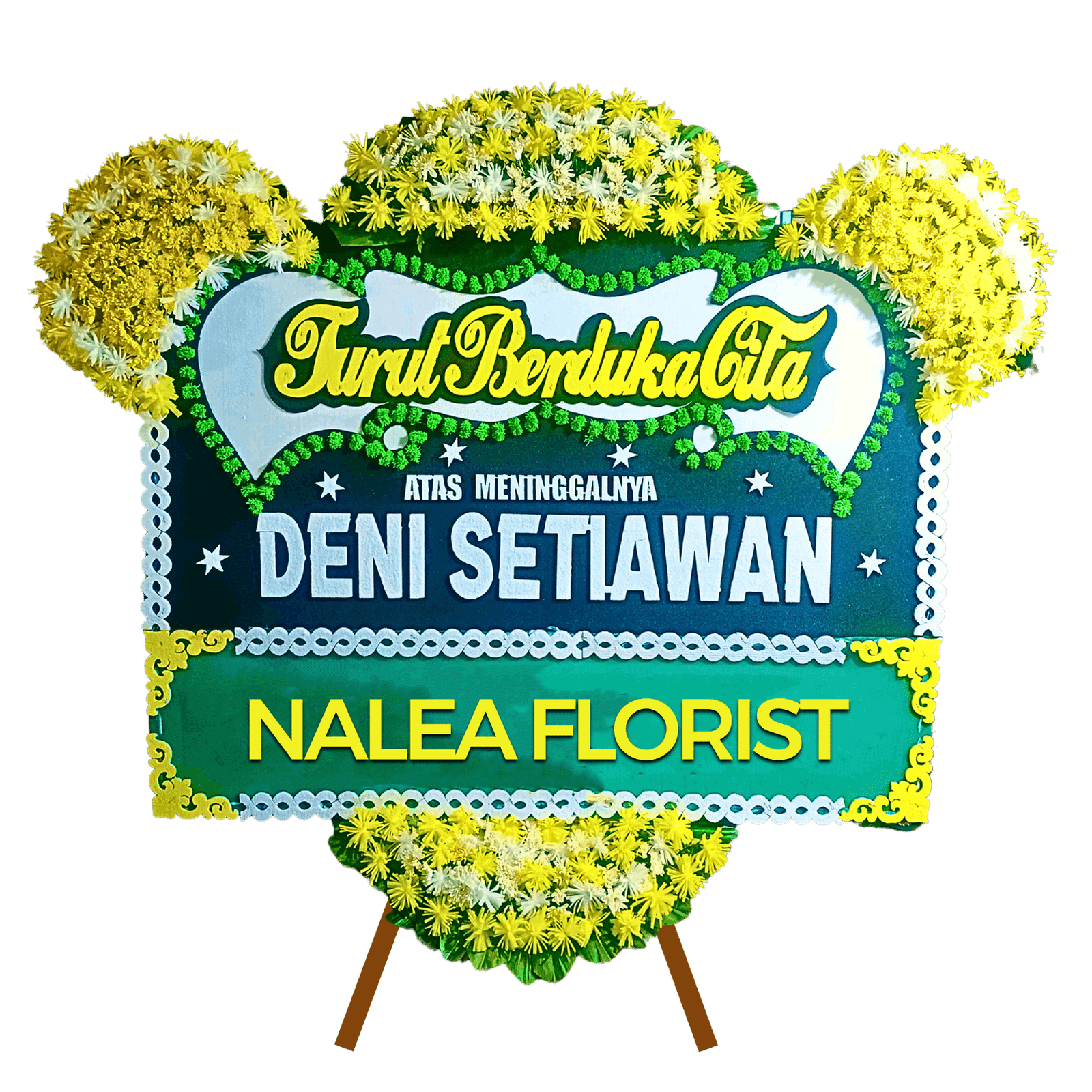 Karangan bunga papan duka cita Nalea Florist ISADORA 33 dengan rangkaian bunga segar