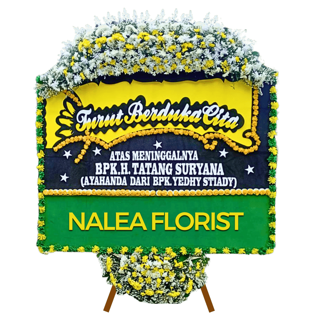 Karangan bunga papan duka cita Nalea Florist ADRIANA 01 dengan rangkaian bunga segar