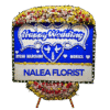 Karangan bunga papan Happy Wedding Nalea Florist GLORIANA 07 dengan rangkaian bunga segar