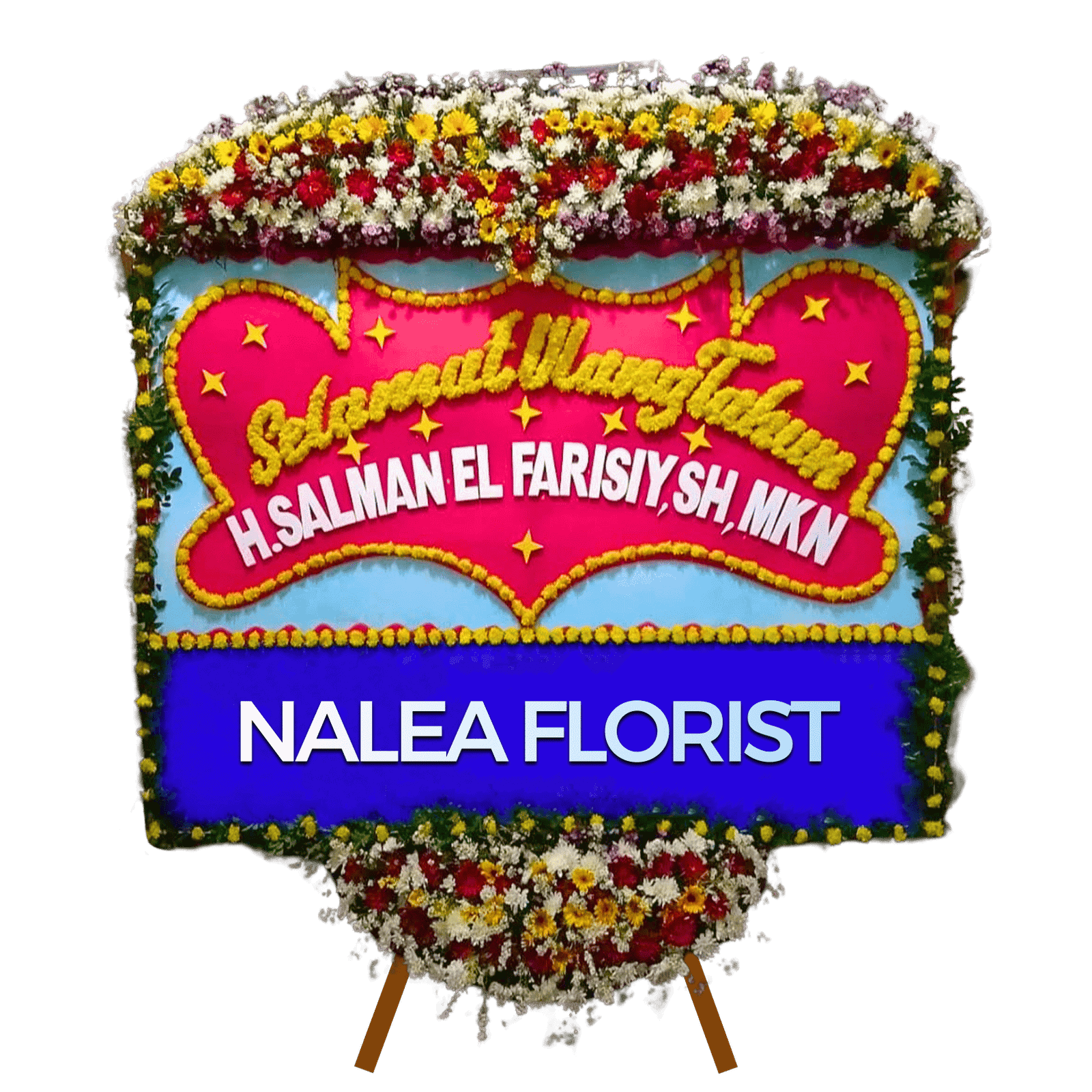 Karangan bunga papan selamat sukses Nalea Florist KATARINA 10 dengan rangkaian bunga segar