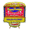 Karangan bunga papan Happy Wedding Nalea Florist MELANIE 13 dengan rangkaian bunga segar