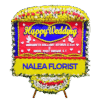 Karangan bunga papan Happy Wedding Nalea Florist XAVIERA 22 dengan rangkaian bunga segar