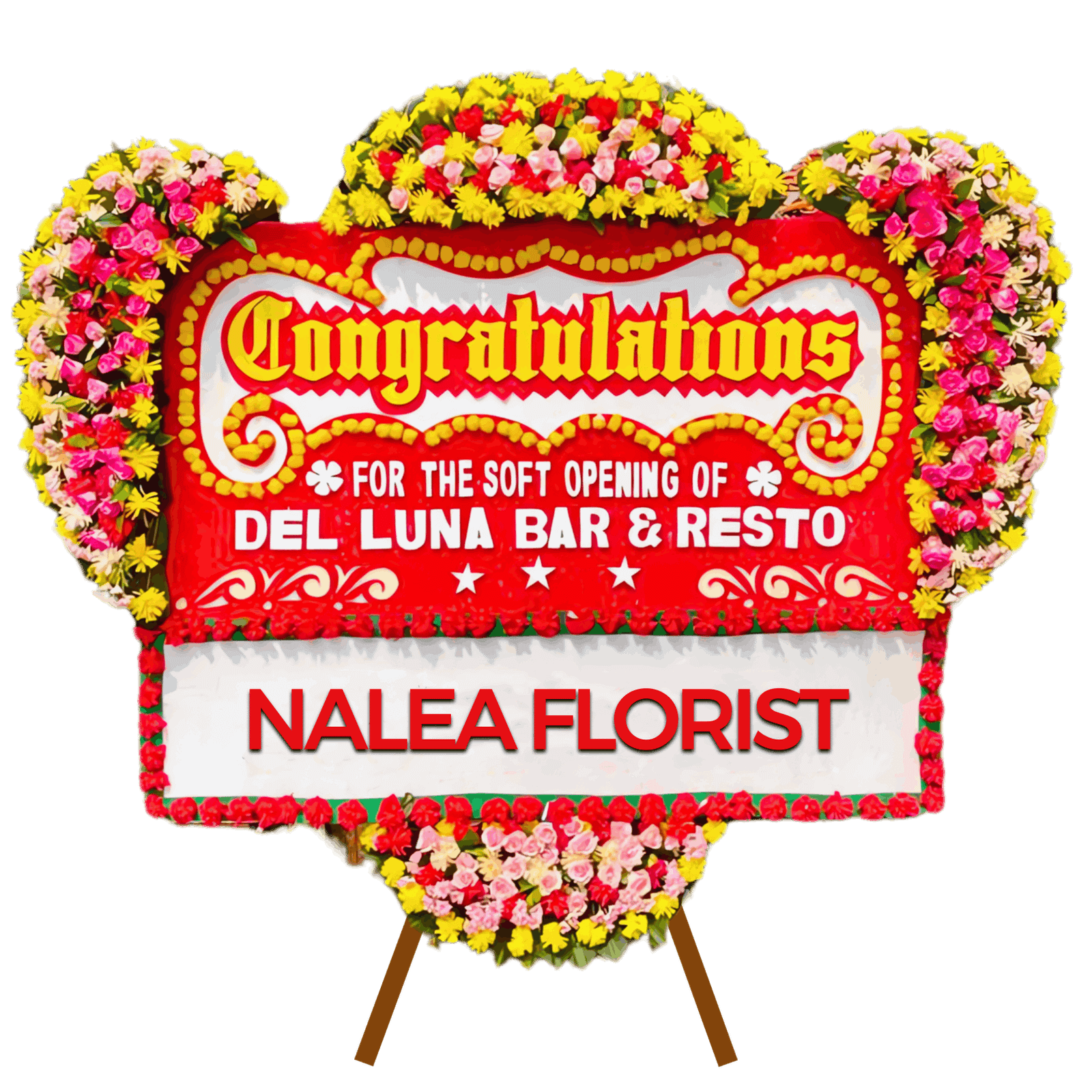 Karangan bunga papan selamat sukses Nalea Florist CORAVELLA 01 dengan rangkaian bunga segar