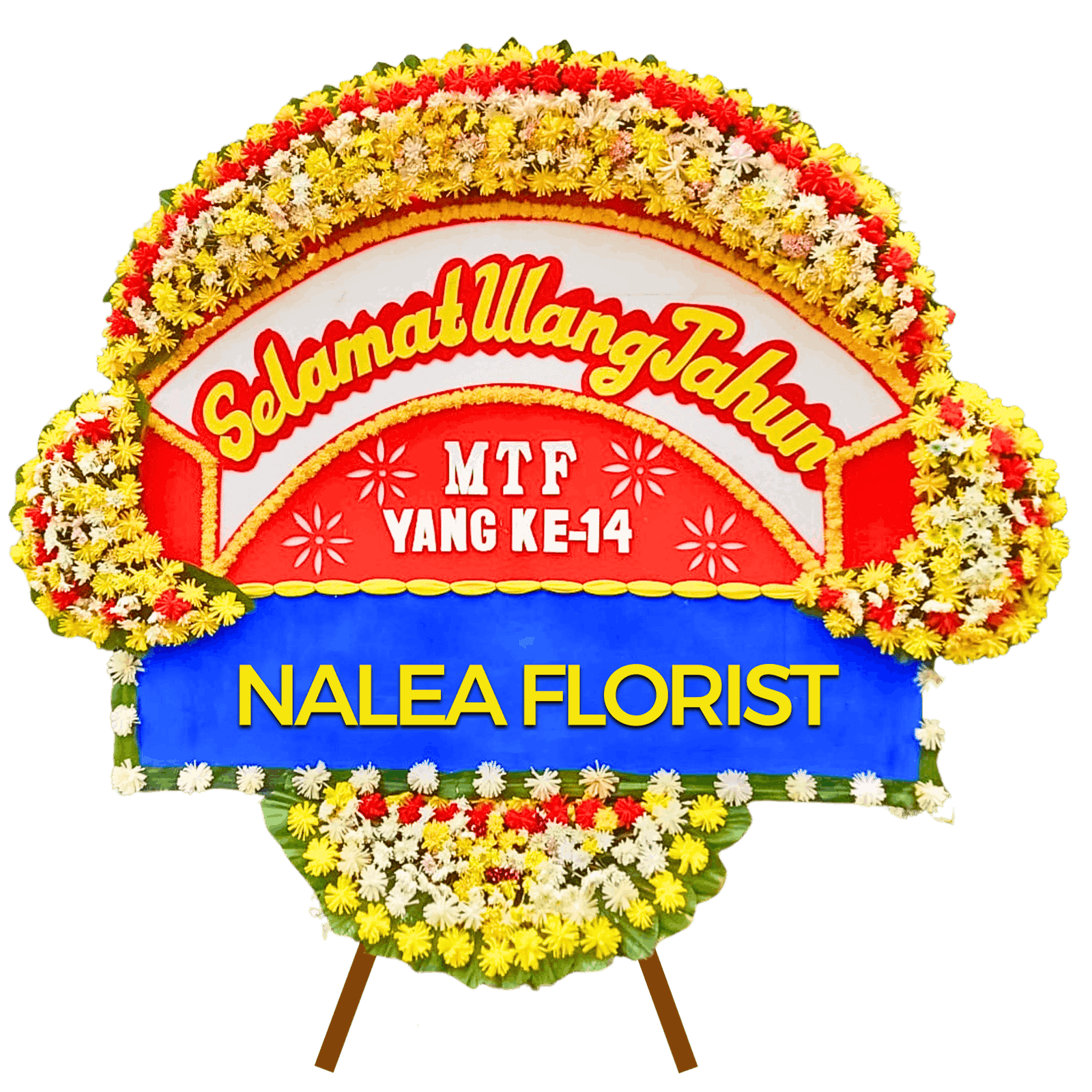 Karangan bunga papan selamat sukses Nalea Florist SORAVEL 02 dengan rangkaian bunga segar