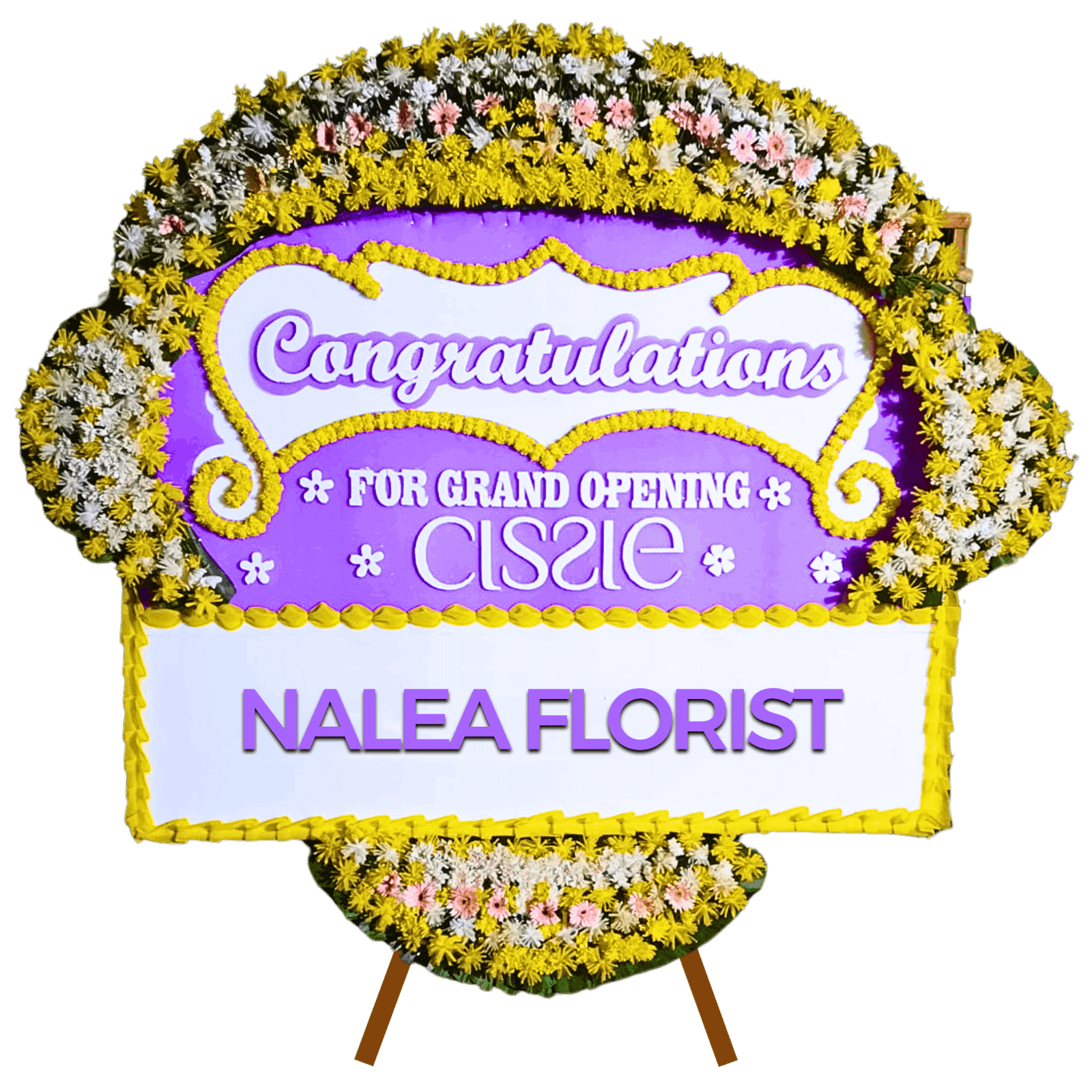 Karangan bunga papan selamat sukses Nalea Florist VERALUNE 01 dengan rangkaian bunga segar