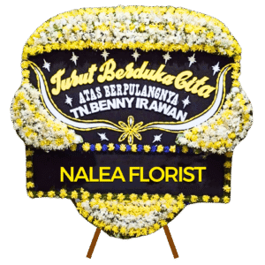 Karangan bunga papan duka cita Nalea Florist SELAVEN 04 dengan rangkaian bunga segar