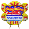 Karangan bunga papan Happy Wedding Nalea Florist ORLAVESSA 01 dengan rangkaian bunga segar