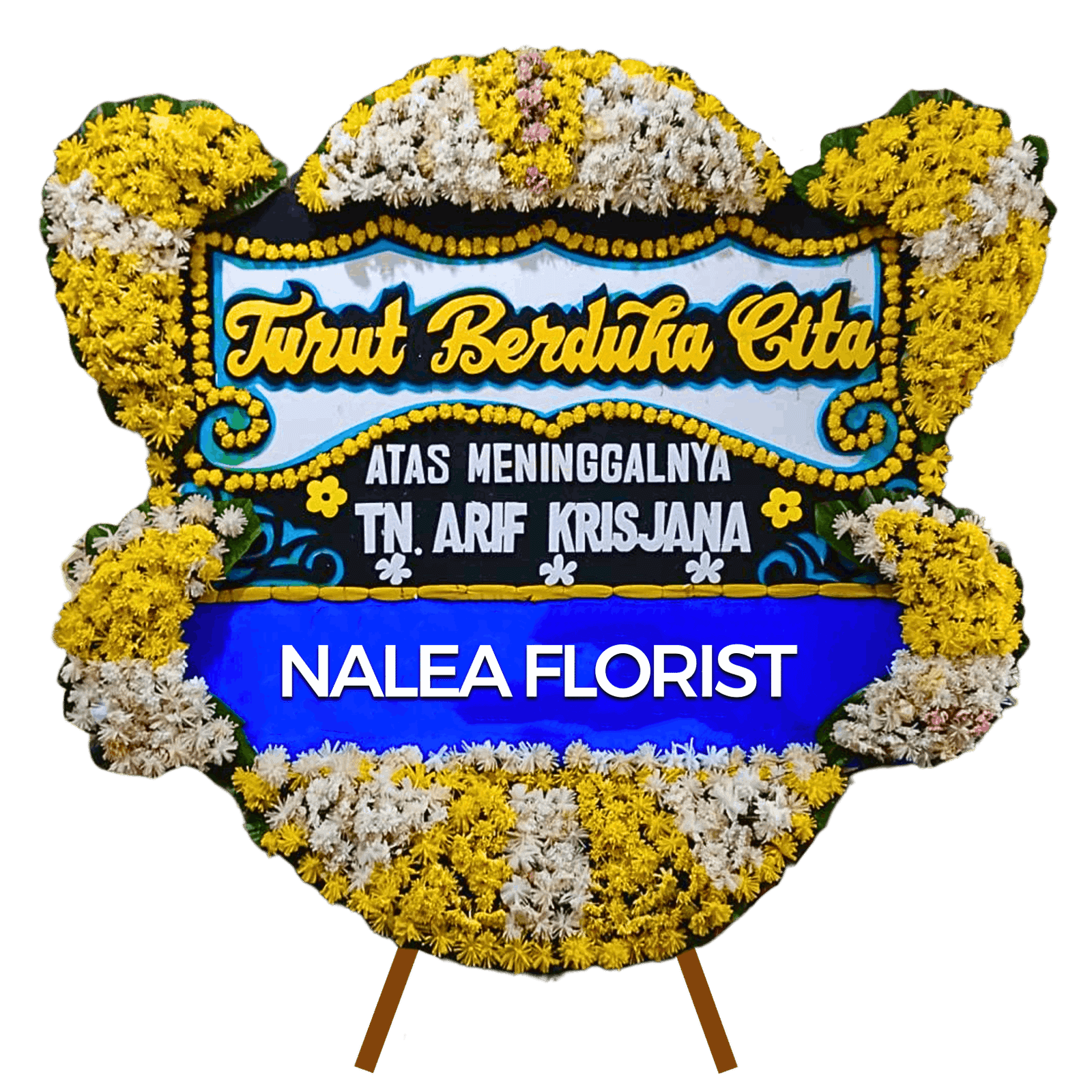Karangan bunga papan duka cita Nalea Florist VALEROVA 02 dengan rangkaian bunga segar